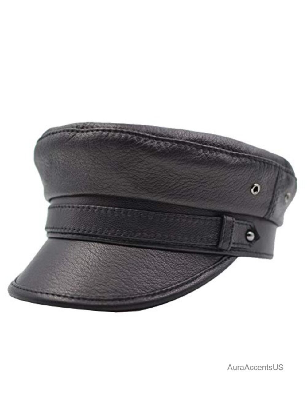 Sheepskin Leather Newsboy Cap Cabbie Beret Peaked Hat